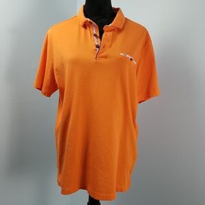 Visconti Black 1/4 Button Polo Shirt Mens XL Orange w/ Print Jacquard Interlock